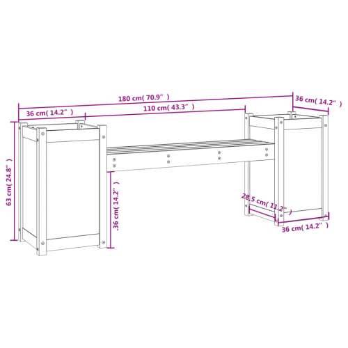 Klupa sa sadilicama siva 180 x 36 x 63 cm od masivne borovine Siva boja bora 1 Cijena