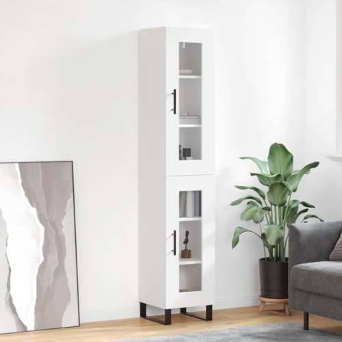 Visoka komoda bijeli 34,5x34x180 cm od konstruiranog drva - Bijela 1 1 staklena vrata Cijena