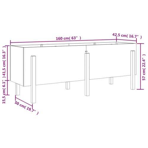 Povišena gredica - Vrtna gredica 160 x 50 x 57 cm od masivne borovine - Prirodna boja bora 160 x 50 x 57 cm 1 Cijena