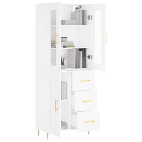 Visoka komoda bijela 69,5x34x180 cm konstruirano drvo Bijela 1 1 drvena vrata 3 ladice Cijena