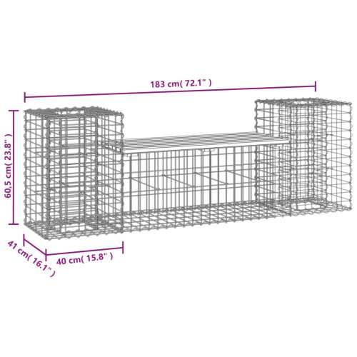Vrtna klupa s gabionskim dizajnom 183x41x60,5 cm od borovine - Prirodna boja bora 1 Cijena