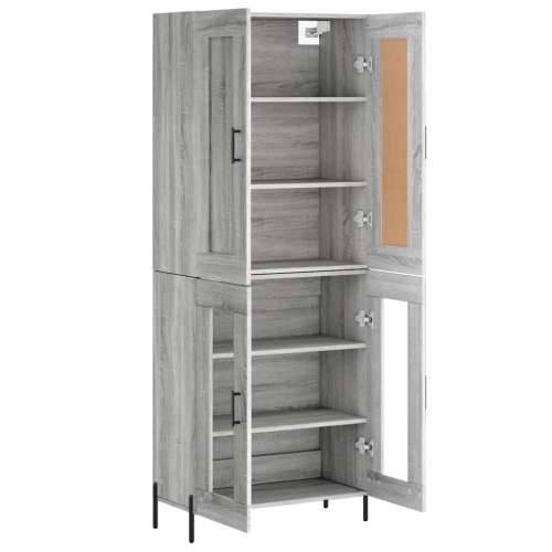 Visoka komoda siva sonome 69,5x34x180 cm od konstruiranog drva - Sivi hrast sonoma 1 2 staklena vrata Cijena