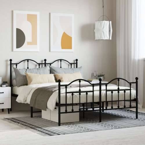 Metalni okvir kreveta uzglavlje i podnožje crni 150x200 cm