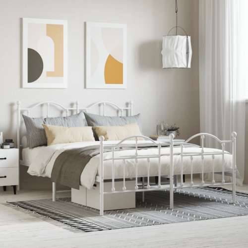 Metalni okvir kreveta uzglavlje i podnožje bijeli 150 x 200 cm