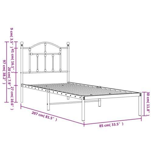 Metalni okvir za krevet s uzglavljem crni 80x200 cm Cijena
