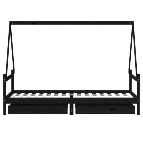 Okvir dječjeg kreveta s ladicama crni 80 x 200 cm od borovine - Crna 80 x 200 cm Cijena