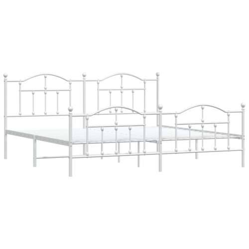 Metalni okvir kreveta uzglavlje i podnožje bijeli 200x200 cm Cijena