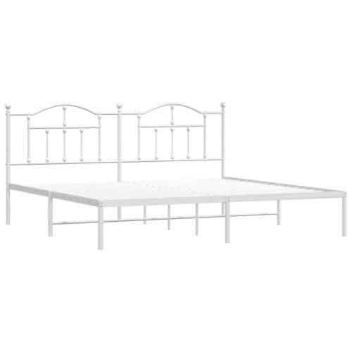 Metalni okvir za krevet s uzglavljem bijeli 200x200 cm Cijena