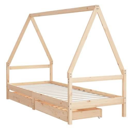 Okvir za dječji krevet s ladicama 90x200 cm od masivne borovine - Prirodna 90 x 200 cm Cijena