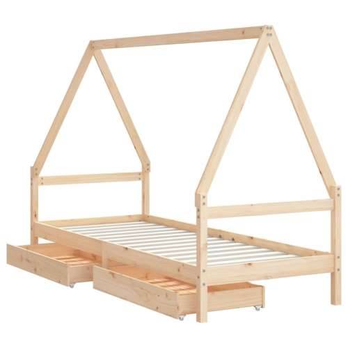 Okvir za dječji krevet s ladicama 90x200 cm od masivne borovine - Prirodna 90 x 200 cm Cijena