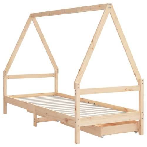 Okvir za dječji krevet s ladicama 90x200 cm od masivne borovine - Prirodna 90 x 200 cm Cijena