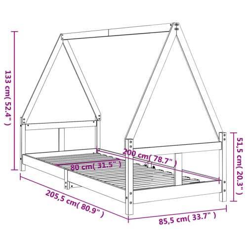 Okvir za dječji krevet 80 x 200 cm od masivne borovine - Prirodna 80 x 200 cm Cijena