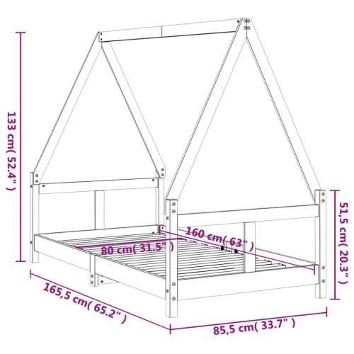 Okvir za dječji krevet 80 x 160 cm od masivne borovine - Prirodna 80 x 160 cm Cijena