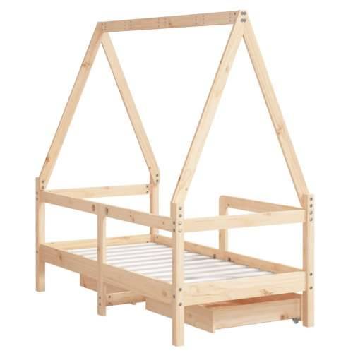 Okvir za dječji krevet s ladicama 70x140 cm od masivne borovine - Prirodna 70 x 140 cm Cijena