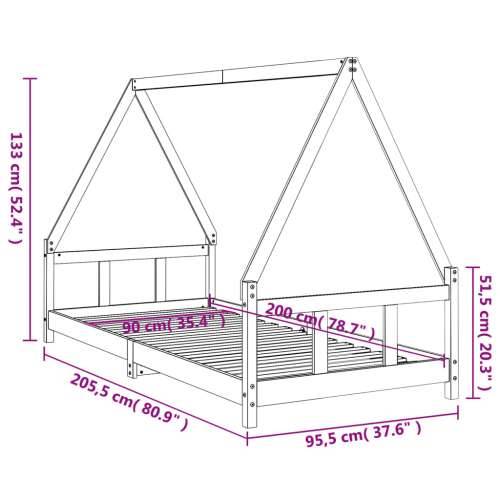 Okvir za dječji krevet 90 x 200 cm od masivne borovine - Prirodna 90 x 200 cm Cijena