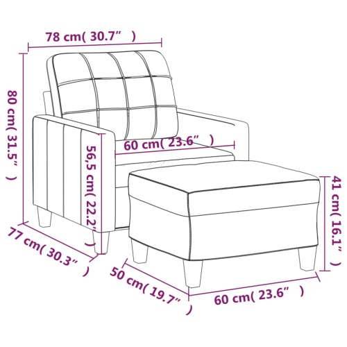 Fotelja s tabureom 60 cm od umjetne kože - Crna Cijena