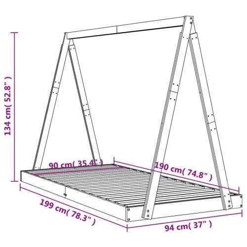 Okvir za dječji krevet 90 x 190 cm od masivne borovine - Prirodna 90 x 190 cm Cijena