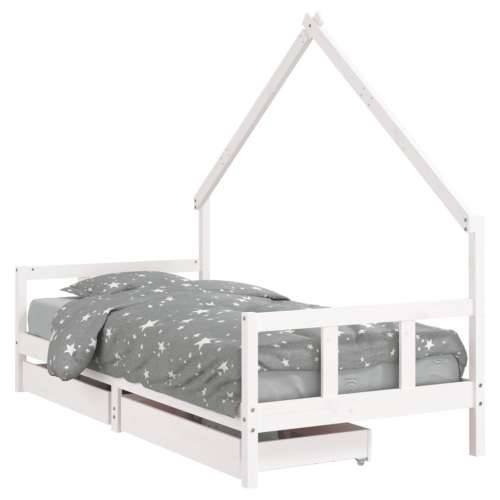 Okvir za dječji krevet s ladicama bijeli 90x190 cm od borovine - Bijela 90 x 190 cm Cijena