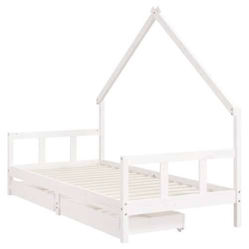 Okvir za dječji krevet s ladicama bijeli 90x190 cm od borovine - Bijela 90 x 190 cm Cijena