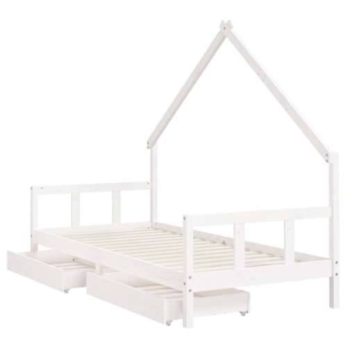 Okvir za dječji krevet s ladicama bijeli 90x190 cm od borovine - Bijela 90 x 190 cm Cijena