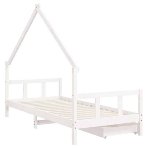 Okvir za dječji krevet s ladicama bijeli 90x190 cm od borovine - Bijela 90 x 190 cm Cijena