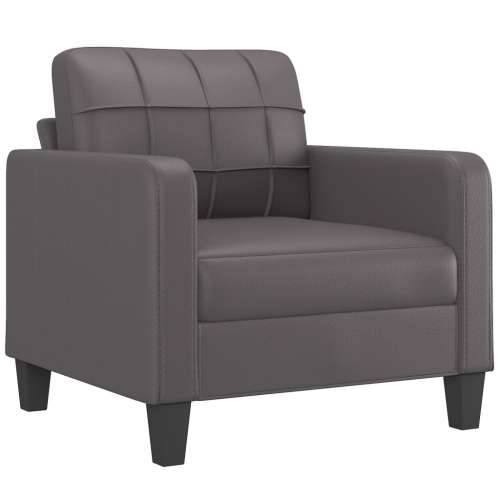 Fotelja s tabureom siva 60 cm od umjetne kože - Siva Cijena