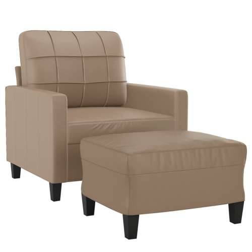 Fotelja s tabureom boja cappuccina 60 cm od umjetne kože - Boja cappuccina Cijena