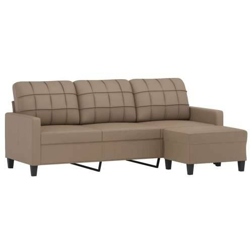Trosjed s tabureom boja cappuccina 180 cm od umjetne kože - Boja cappuccina Cijena