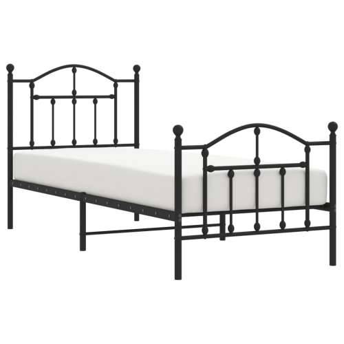 Metalni okvir kreveta uzglavlje i podnožje crni 90 x 200 cm Cijena