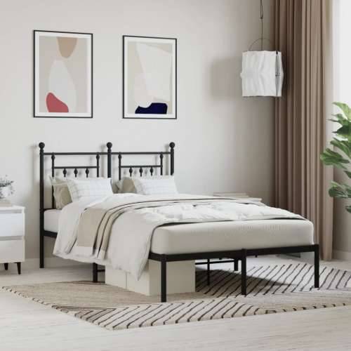 Metalni okvir za krevet s uzglavljem crni 135x190 cm - Crna 135 x 190 cm s uzglavljem Cijena
