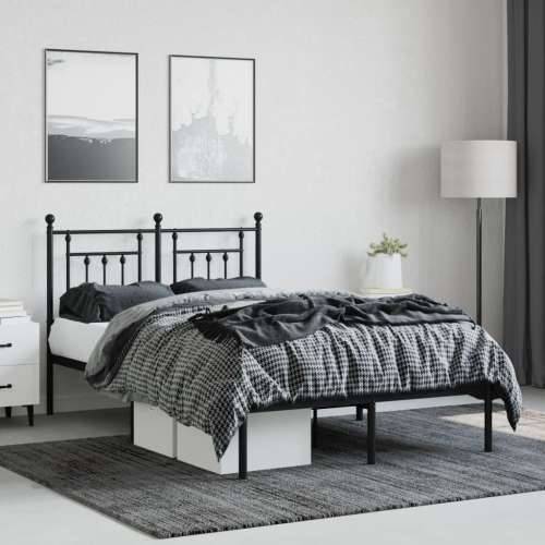 Metalni okvir za krevet s uzglavljem crni 135x190 cm - Crna 135 x 190 cm s uzglavljem Cijena