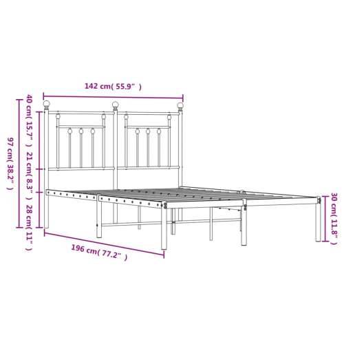 Metalni okvir za krevet s uzglavljem crni 135x190 cm - Crna 135 x 190 cm s uzglavljem Cijena