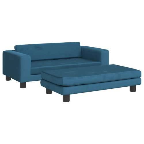 Krevet za pse s produžetkom plavi 100 x 50 x 30 cm baršunasti - Plava Baršun Cijena