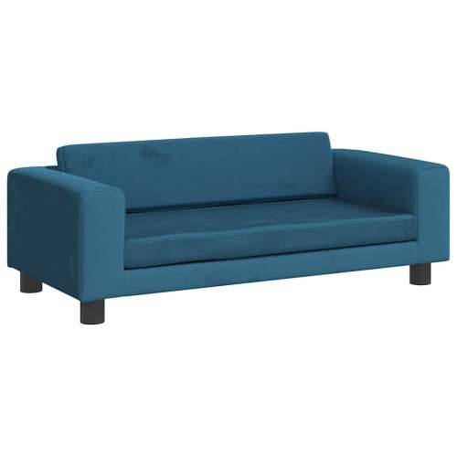 Krevet za pse s produžetkom plavi 100 x 50 x 30 cm baršunasti - Plava Baršun Cijena