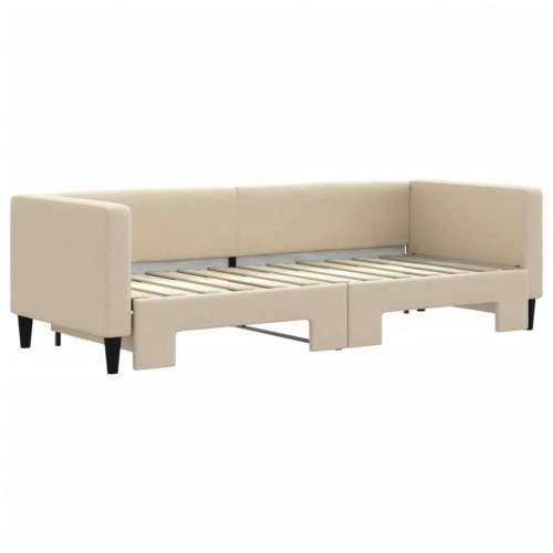 Dnevni krevet na razvlačenje krem 80 x 200 cm od tkanine - Krema 80 x 200 cm s krevetom na izvlačenje Cijena