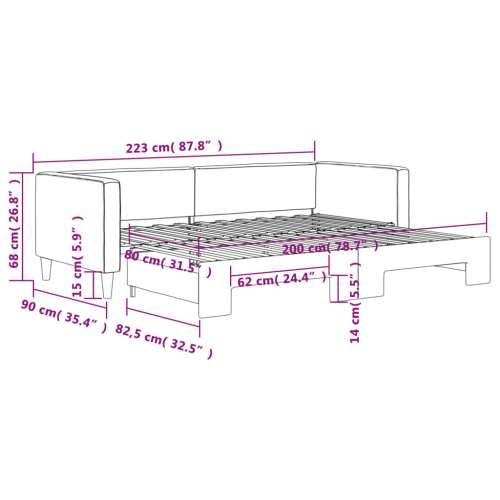 Dnevni krevet na razvlačenje krem 80 x 200 cm od tkanine - Krema 80 x 200 cm s krevetom na izvlačenje Cijena