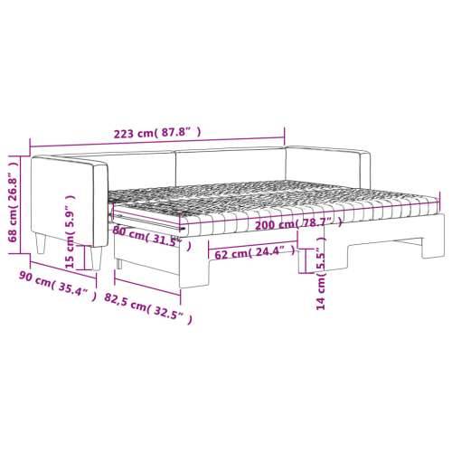 Dnevni krevet na razvlačenje smeđesivi 80 x 200 cm od tkanine - Sivo-smeđa 80 x 200 cm s krevetom na izvlačenje i madracem Cijena