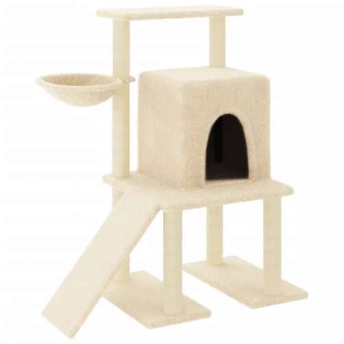 Penjalica za mačke - Kuća za mačke - Grebalica sa stupovima za grebanje krem 96,5 cm - Krema Cijena