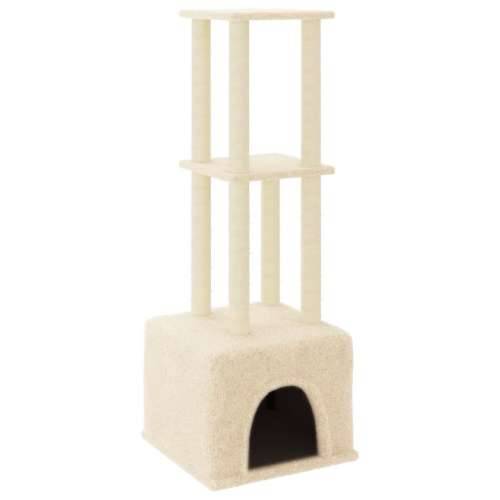 Penjalica za mačke - Kuća za mačke - Grebalica sa stupovima za grebanje krem 133,5 cm - Krema Cijena