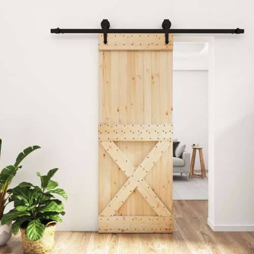 Klizna vrata s priborom za montažu 80 x 210 cm masivna borovina Cijena