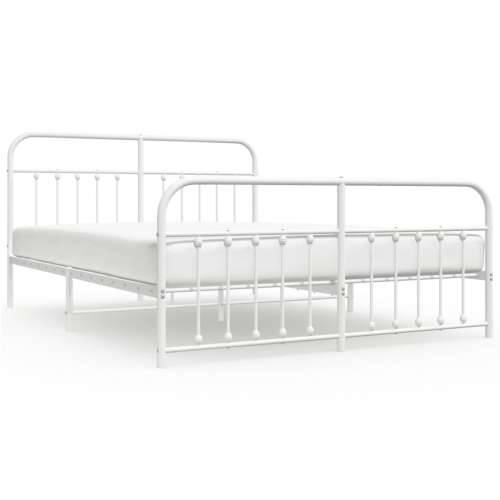 Metalni okvir kreveta uzglavlje i podnožje bijeli 183x213 cm - Bijela 183 x 213 cm s uzglavljem i podnožjem Cijena