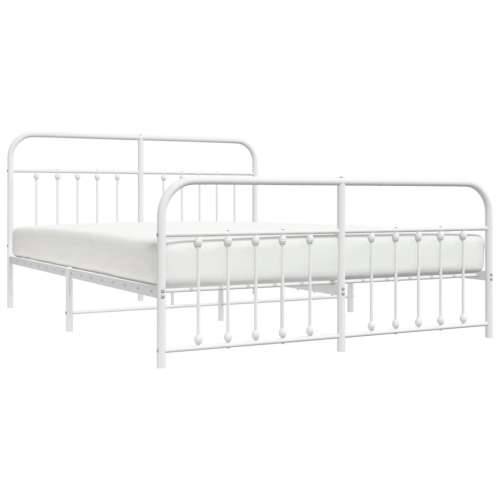 Metalni okvir kreveta uzglavlje i podnožje bijeli 183x213 cm - Bijela 183 x 213 cm s uzglavljem i podnožjem Cijena