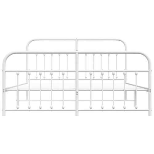 Metalni okvir kreveta uzglavlje i podnožje bijeli 183x213 cm - Bijela 183 x 213 cm s uzglavljem i podnožjem Cijena