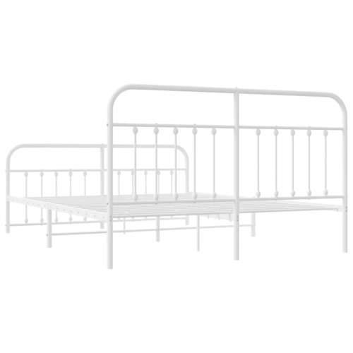 Metalni okvir kreveta uzglavlje i podnožje bijeli 183x213 cm - Bijela 183 x 213 cm s uzglavljem i podnožjem Cijena