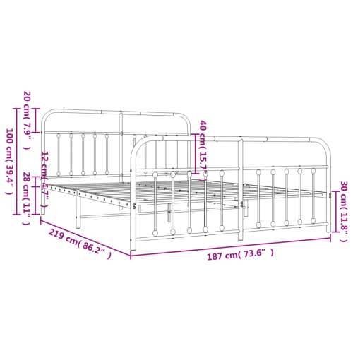 Metalni okvir kreveta uzglavlje i podnožje bijeli 183x213 cm - Bijela 183 x 213 cm s uzglavljem i podnožjem Cijena