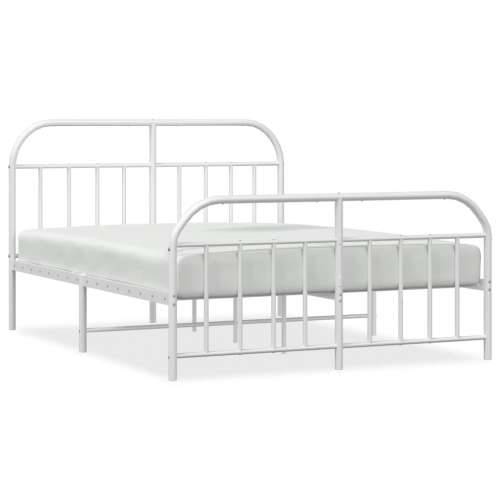 Metalni okvir kreveta uzglavlje i podnožje bijeli 183x213 cm - Bijela 183 x 213 cm s uzglavljem i podnožjem Cijena
