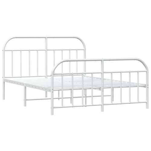 Metalni okvir kreveta uzglavlje i podnožje bijeli 183x213 cm - Bijela 183 x 213 cm s uzglavljem i podnožjem Cijena