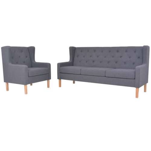 2-dijelni set sofa od tkanine sivi