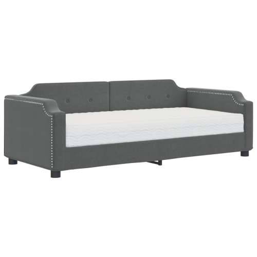 Dnevni krevet s madracem tamnosivi 90 x 190 cm od tkanine - Tamno siva 90 x 190 cm s madracem Cijena