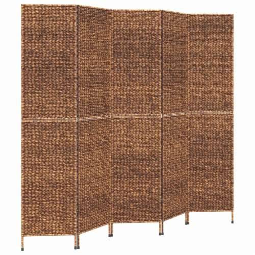 Paravan - Sobna pregrada s 5 panela smeđa 205 x 180 cm od vodenog zumbula - Smeđa 205 x 180 cm 1 5 Cijena